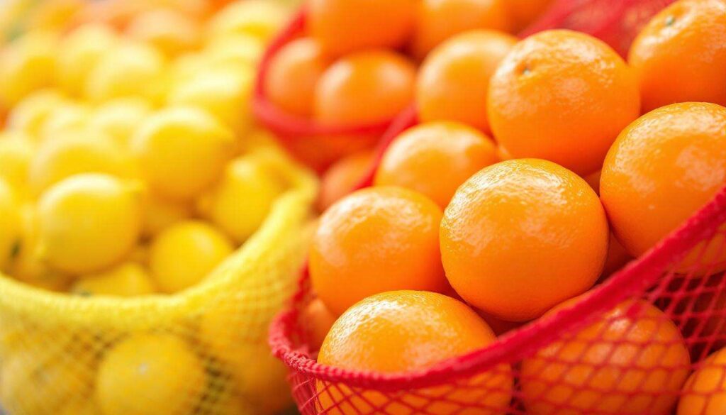 Voici pourquoi les oranges sont vendues dans des filets rouges et les citrons dans des filets jaunes